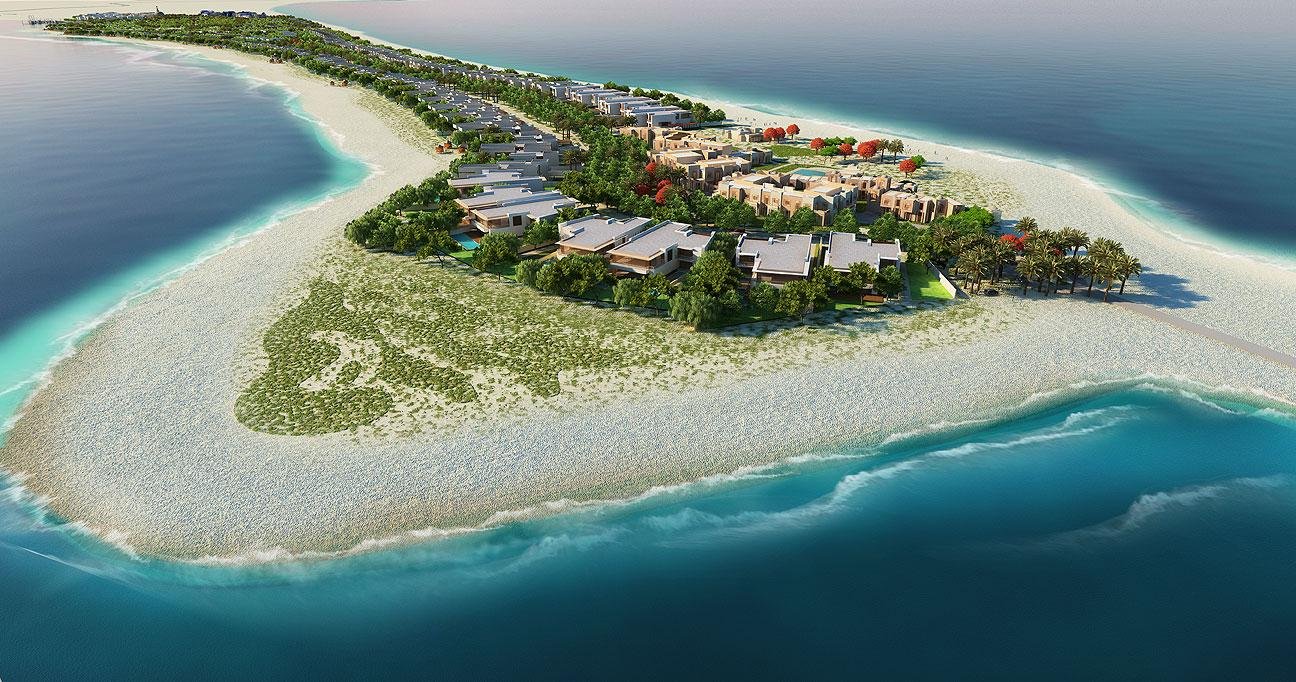 Hidd Al Saadiyat beachfront villa community aerial view on Saadiyat Island Abu Dhabi